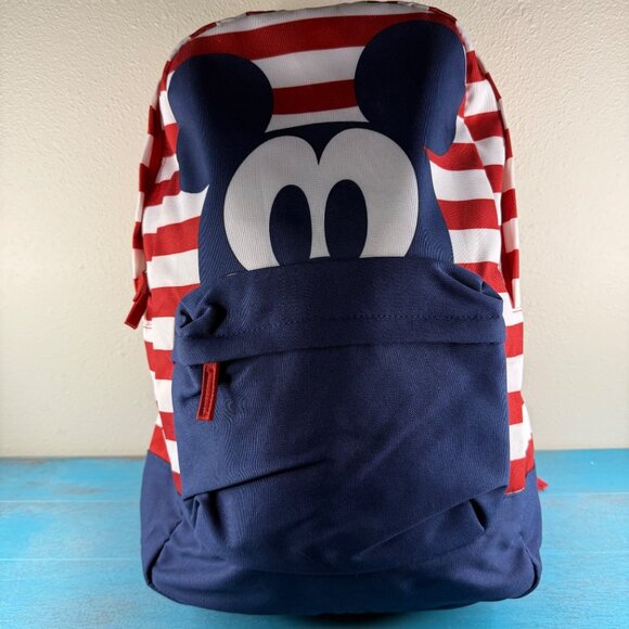 Disney Mickey Mouse Striped Backpack Red White & Blue NWT - Picture 1 of 10